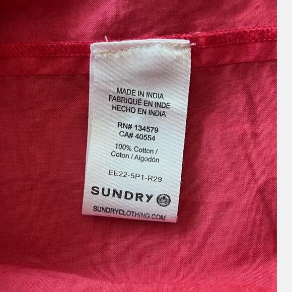 Sundry Evereve The Anywhere Dress, Size L, Coral Tiered 100% Cotton with Pockets - Picture 7 of 9